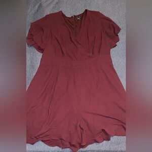 City chic burgundy romper dress